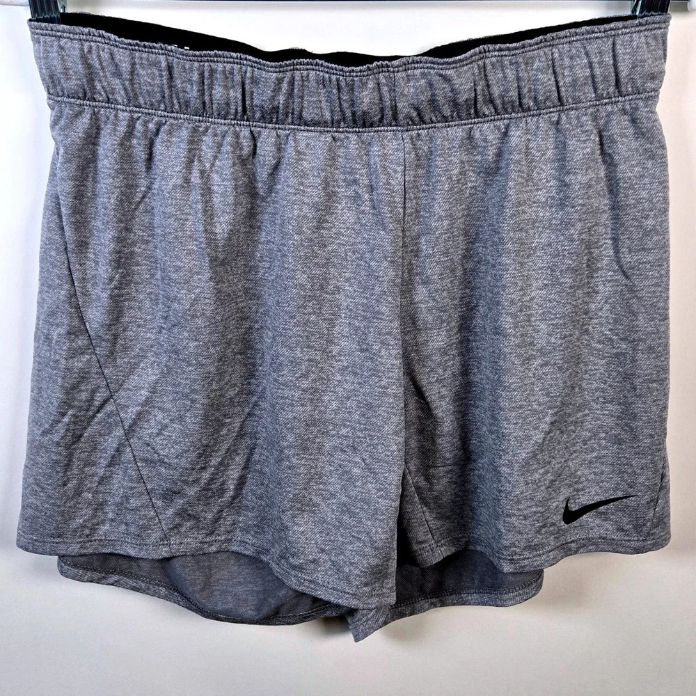Nike Dri-FIT Womens Heather Grey Athletic Shorts Size Small Fold-over Waistband